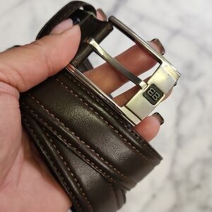 Authentic Balenciaga Dark Brown Leather Unisex Belt Fits 34.5"-37"